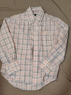 Wrangler Boys Pink and Blue Plaid Button-Down Shirt